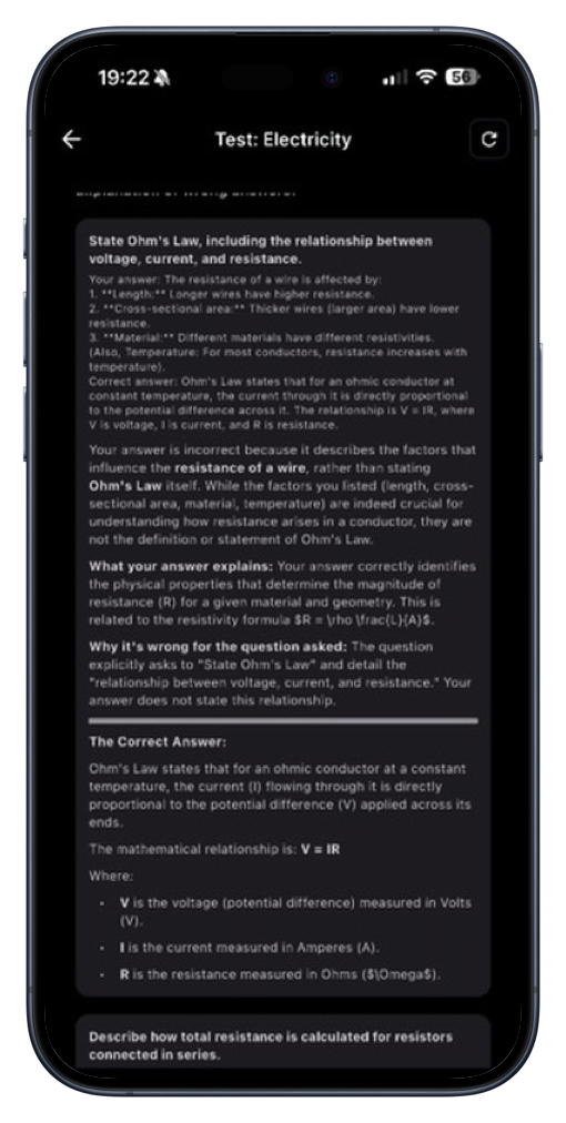 Review wrong answers page